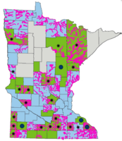 MN Map showing map status by county