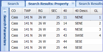 Screenshot of geocode columns in web access