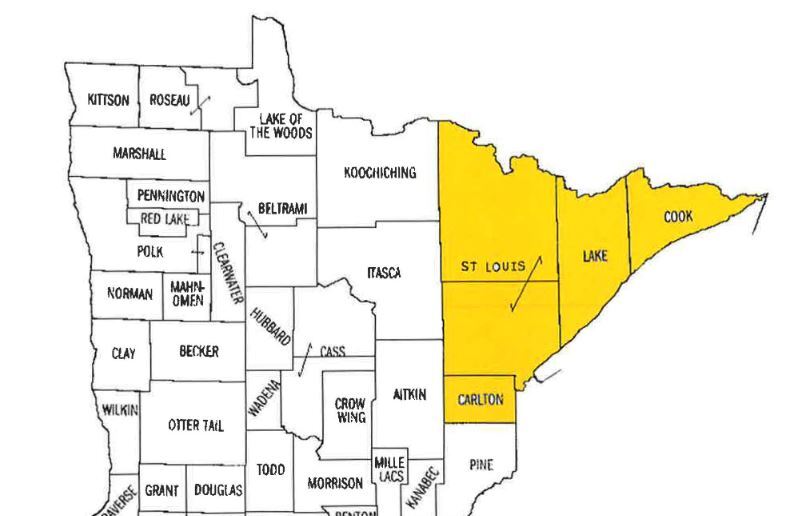 Northeast Minnesota burning restrictions map 6.14.23