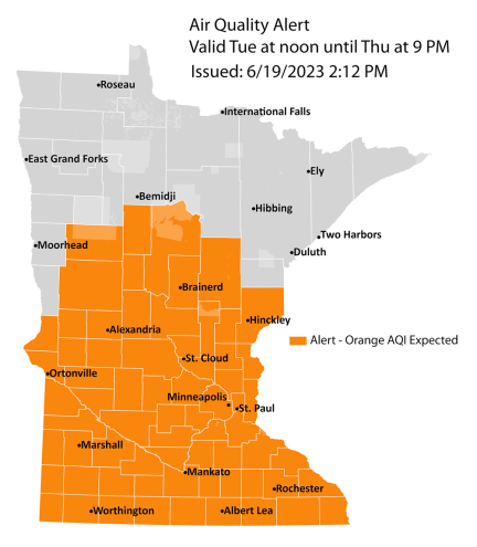 MPCA Air Quality Alert Map