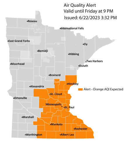 map of counties in the air quality alert