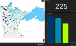 Elk sighting online dashboard reading 225 and map of Minnesota