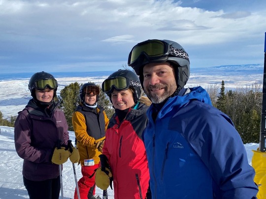 Josh Kelly and family on a ski adventure