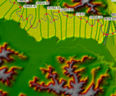 Sample topography with modeling
