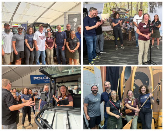 A collage of photos from the Outdoor Recreation Industry Partnership tour