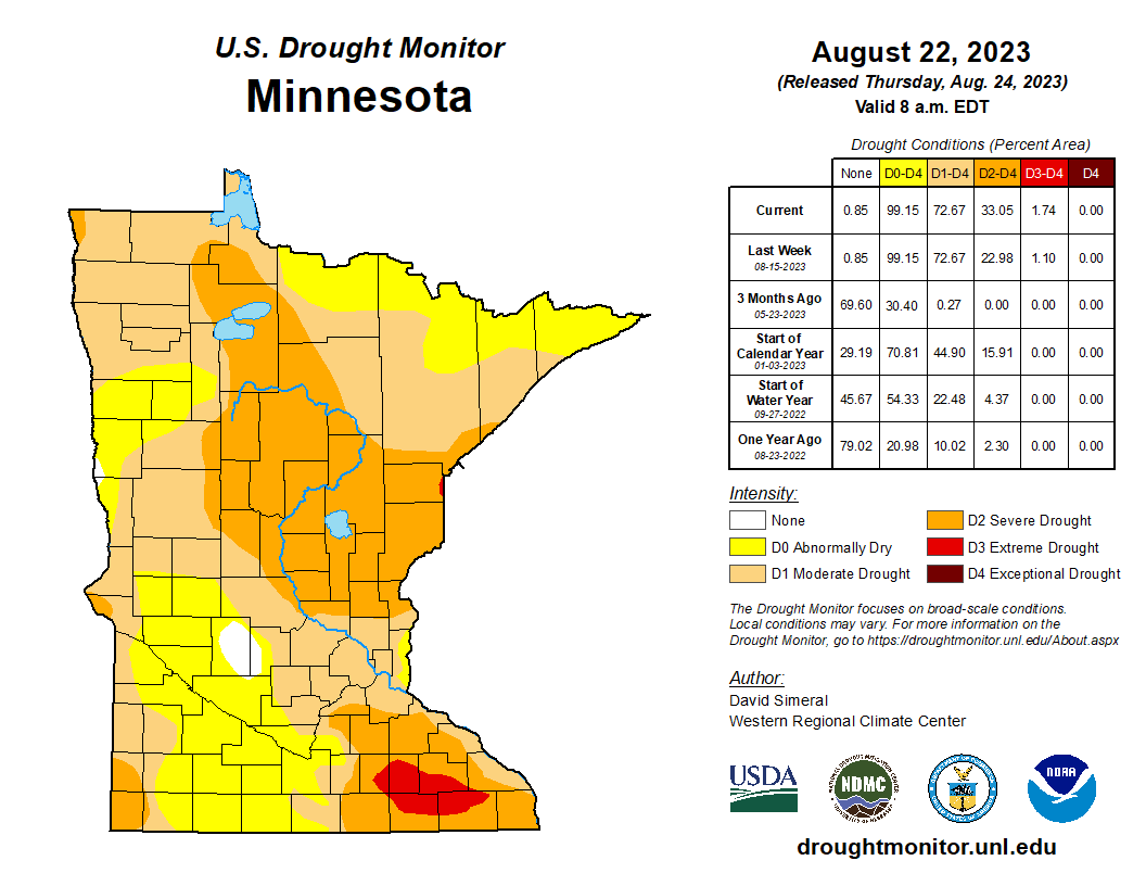 drought monitor map August 24, 2023