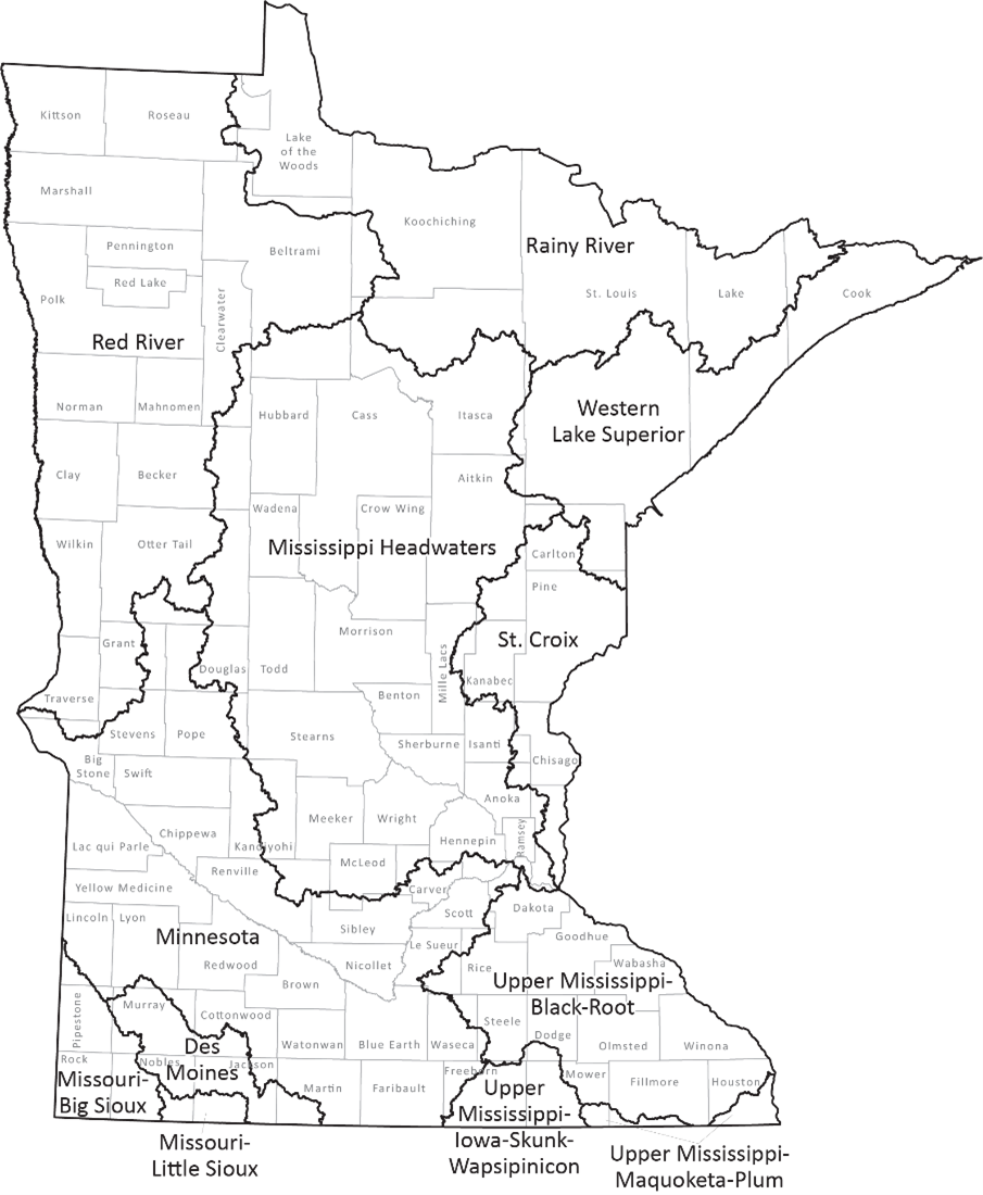 Minnesota watersheds map