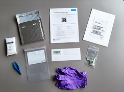 CWD mail-in kit with papers, gloves, bags and other items