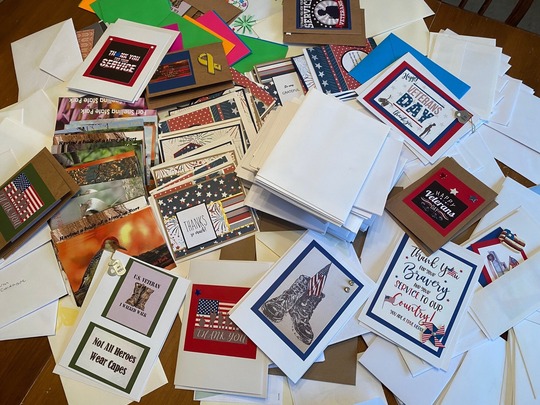 A stack of cards for veteran's day