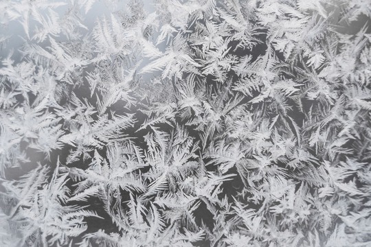 A close-up of frost on a window