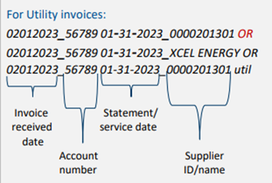 A screenshot showing utility naming conventions