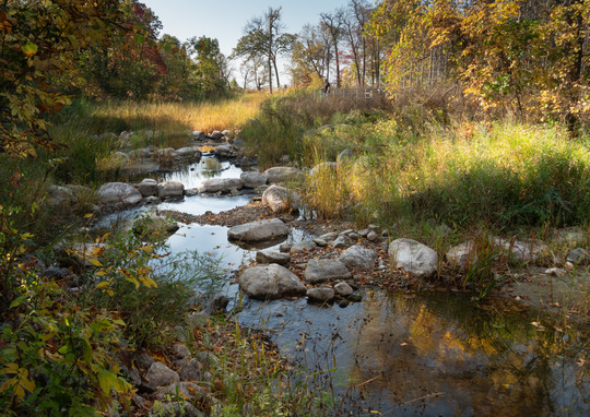The new rock arch rapids below new gated outlet.  