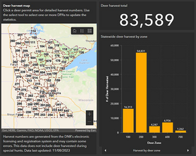 the deer harvest dashboard found on the DNR website