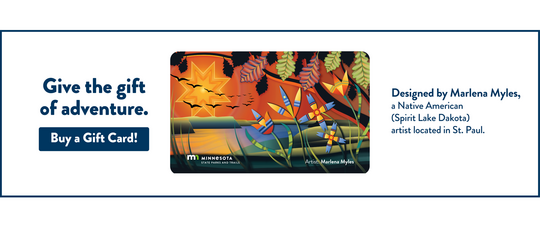 Minnesota State Parks and Trails gift card designed by Spirit Lake Dakota artist Marlena Myles. Give the gift of adventure. Buy a gift card!