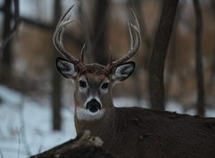 a buck in a snowy landscape