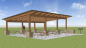 Drawing of a new picnic shelter that will be built at the Day Use Area in William O'Brien State Park