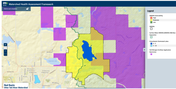 Map of groundwater related data near Fergus Falls, MN