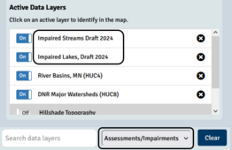 Add impaired streams and lakes to active data layers