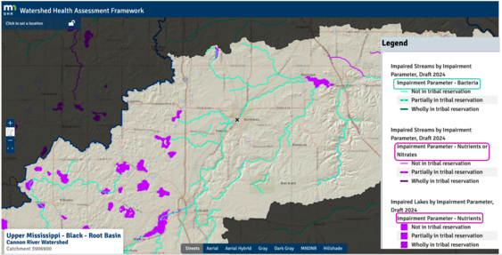 lakes and streams impaired for nutrients and bacteria