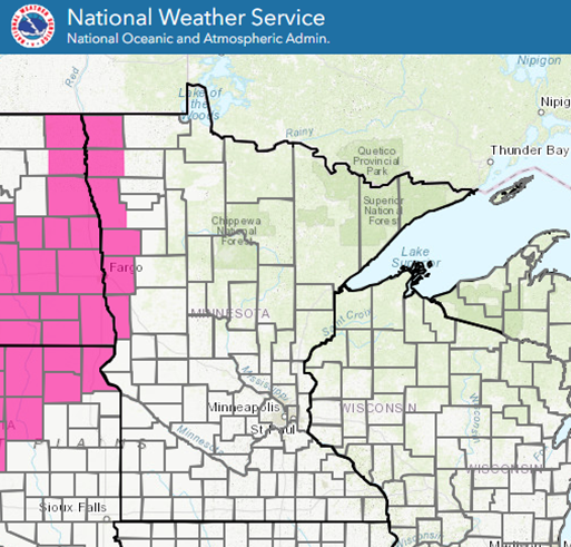 Red Flag Counties in Minnesota