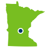 Map of Minnesota with blue dot indicating the location of Quarry Park SNA