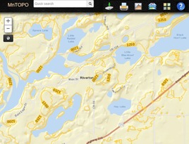 Example view of MNTOPO showing elevation 2-foot contours