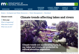 Clip of DNR Climate trends affecting lakes and rivers page - view of erosion on overly developed steep lakeshore lot