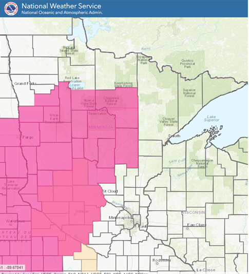 Red Flag Counties in Minnesota