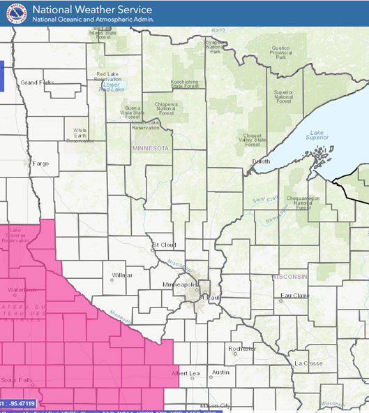 Red Flag Counties in Minnesota