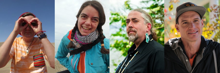 Four headshots in a row, left is Nicole Rojas-Oltmanns, left middle is Monica Rojas, right middle is Sam Zimmerman, right is JG Everest. 