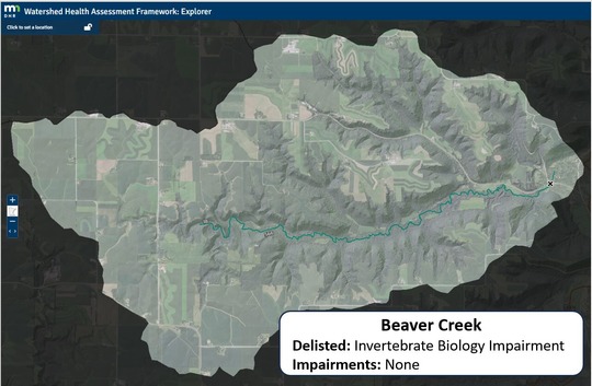 unimpaired stream reach for Beaver Creek