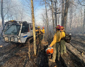 fire fighters near wildfire