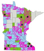 Minnesota map showing map status by county 