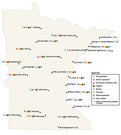 Winter camping and lodging map.