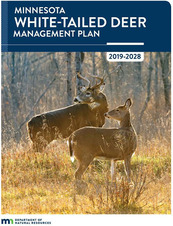 Minnesota Deer Management Plan cover, two deer on the cover, Minnesota DNR logo