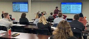 Floodplain training presenter and trainees