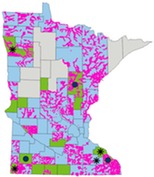 MN map showing FEMA map status by county