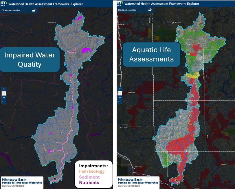 Ecological responses for impaired waterquality and aquatic life assessments