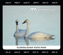 2026 state park vehicle permit featuring Glendalough State Park and two swans. 