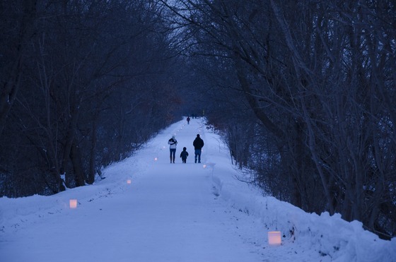 A candlelight hike on Gateway State Trail