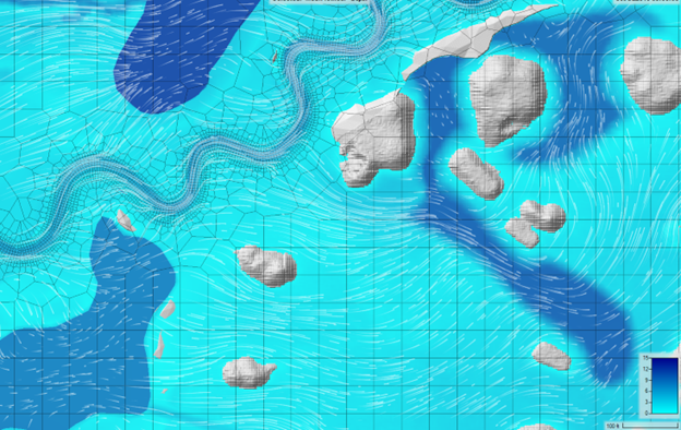 Graphic showing modeling grids for portion of Cascade Creek project