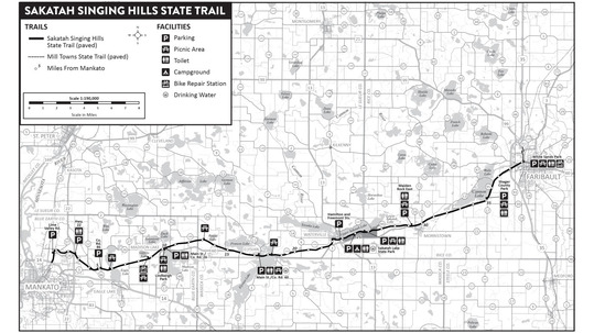 Sakatah Singing Hills State Trail map. 