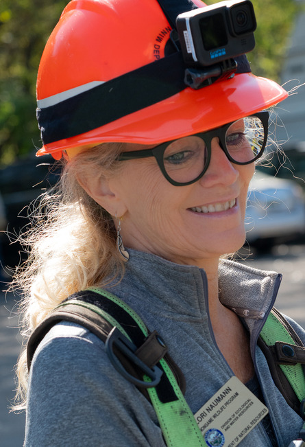 Lori Naumann at DNR EagleCam installation in 2024