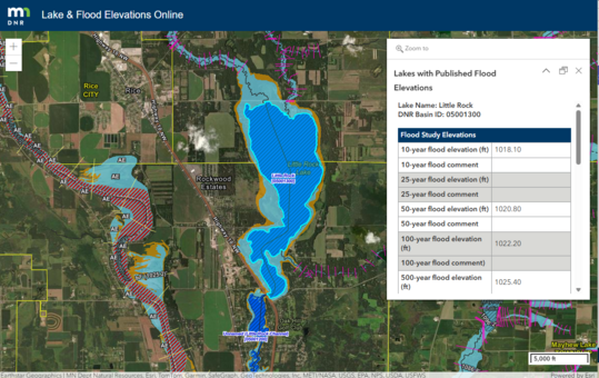 Sample screenshot with lake and lake callout box