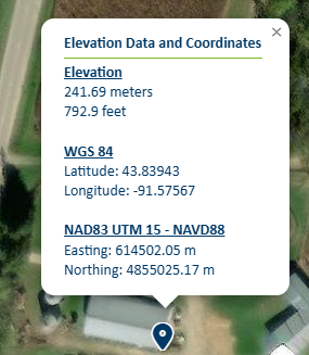 clip of Elevation Data and Coordinates example