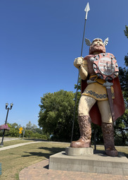 A 20-foot-tall statue of Big Ole--a Viking holding a spear. 
