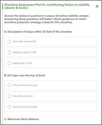 Portion of assessment form