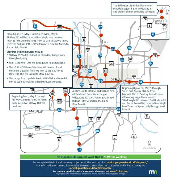 Metro Weekend Traffic Impacts Map
