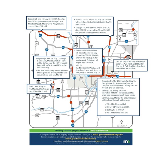 Metro Weekend Traffic Impacts: May 12-14
