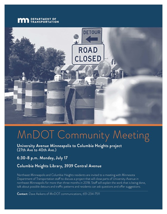 Hwy 47 Minneapolis Project Community Meeting Flier
